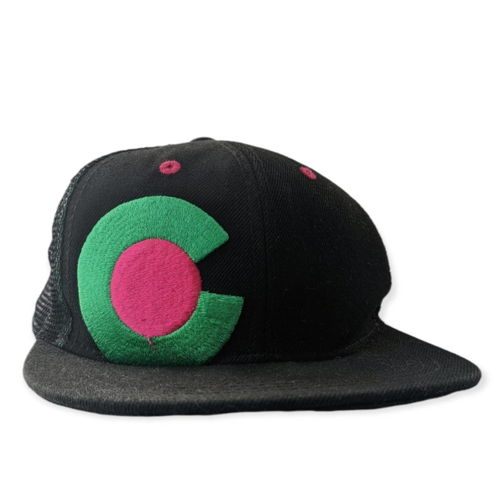 Aksels Hot Pink & Mint Green Colorado Snapback Flat Brim Hat
